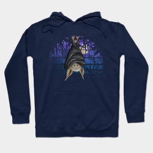 Casual Gothic Wicca Bat in Dark Blue Full Moon Night Hoodie